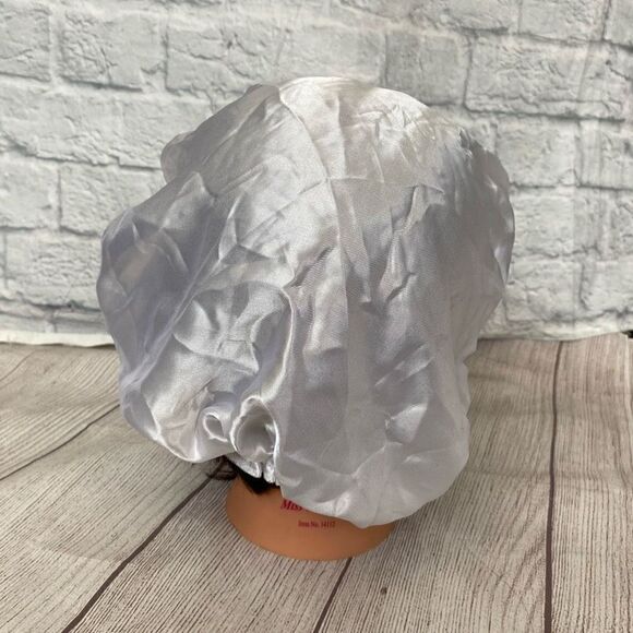 Women’s satin night cap w/elastic band white one size - Picture 6 of 6